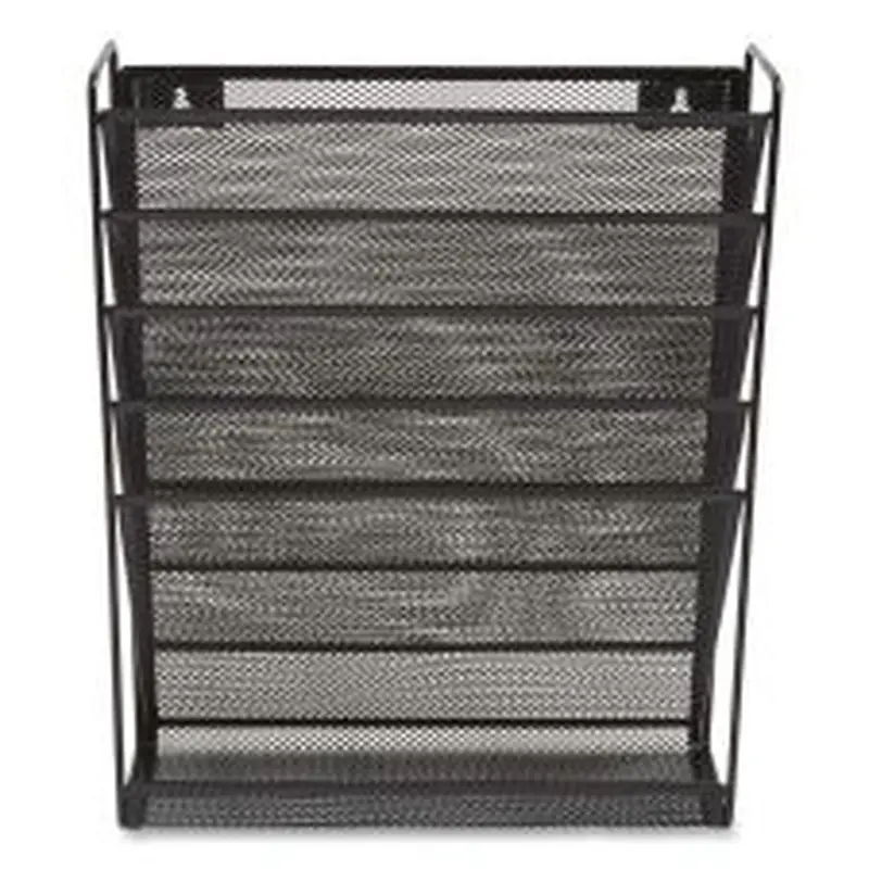 TRU RED Wire Mesh Incline Sorter, Enclosed Design, 5 Sections, Letter-Size, 13.38 x 4.52 x 16.45, Matte Black