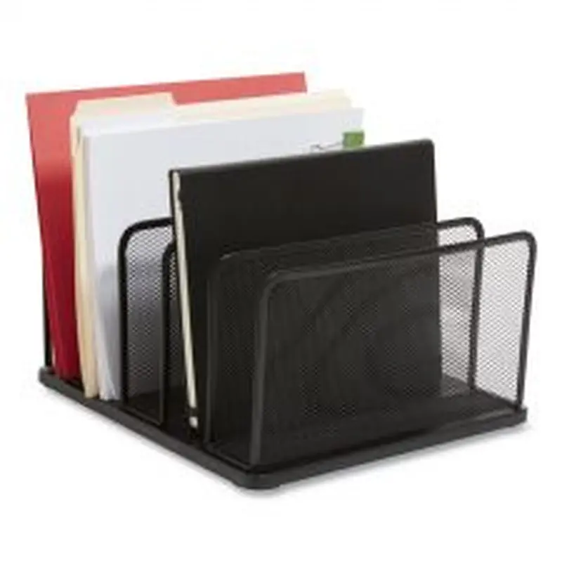 TRU RED Wire Mesh Vertical Document Sorter, 5 Sections, Letter-Size, 11.57 x 12.83 x 6.69, Matte Black