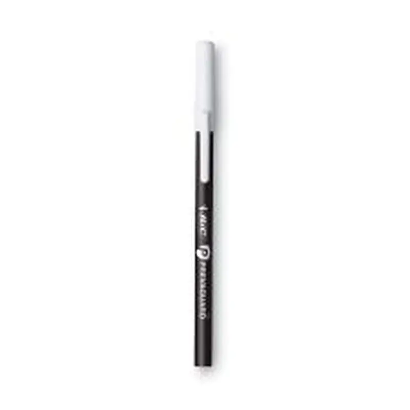 BIC PrevaGuard Round Stic Ballpoint Pen, Stick, Medium 1 mm, Black Ink, Black Barrel, Dozen