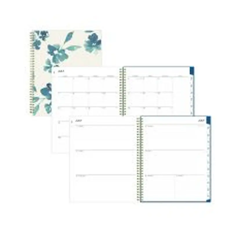 Blue Sky Bakah Blue Academic Year Weekly/Monthly Planner, Floral Artwork, 11 x 8.5, Blue/White Cover, 12-Month (July-June): 2025-2026