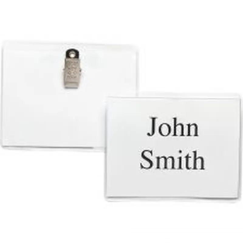 Business Source Clip Holder Style Badge Kit, 3"H x 4"W, Clear, 50 / Box
