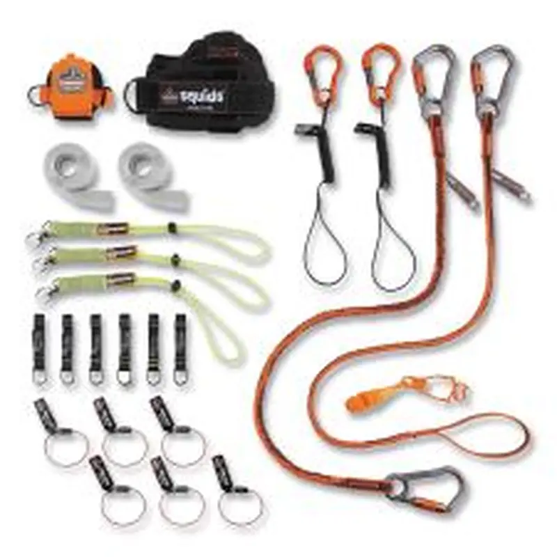 ergodyne Squids 3183 Carpenter   Laborer Tool Tethering Kit, Assorted Max Working Capacities, Lengths and Colors
