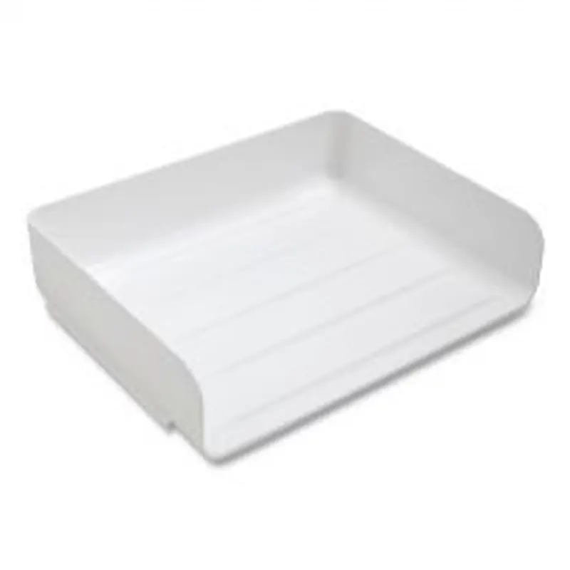 TRU RED Side-Load Stackable Plastic Document Tray, 1 Section, Letter-Size, 12.63 x 9.72 x 3.01, White, 2/Pack