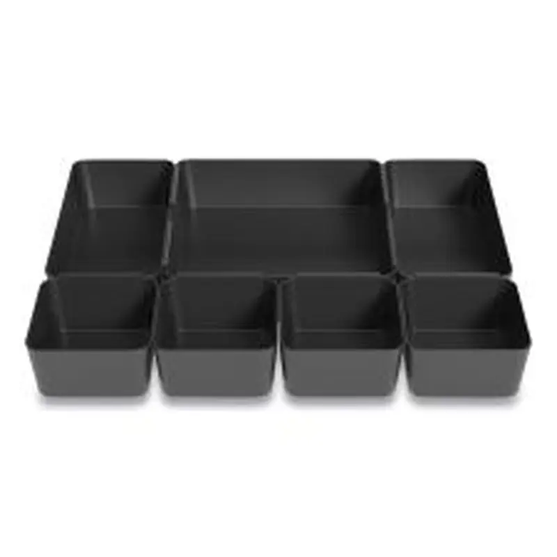 TRU RED Ten-Compartment Plastic Drawer Organizer, 7.83 x 8.19 x 5.35, Black