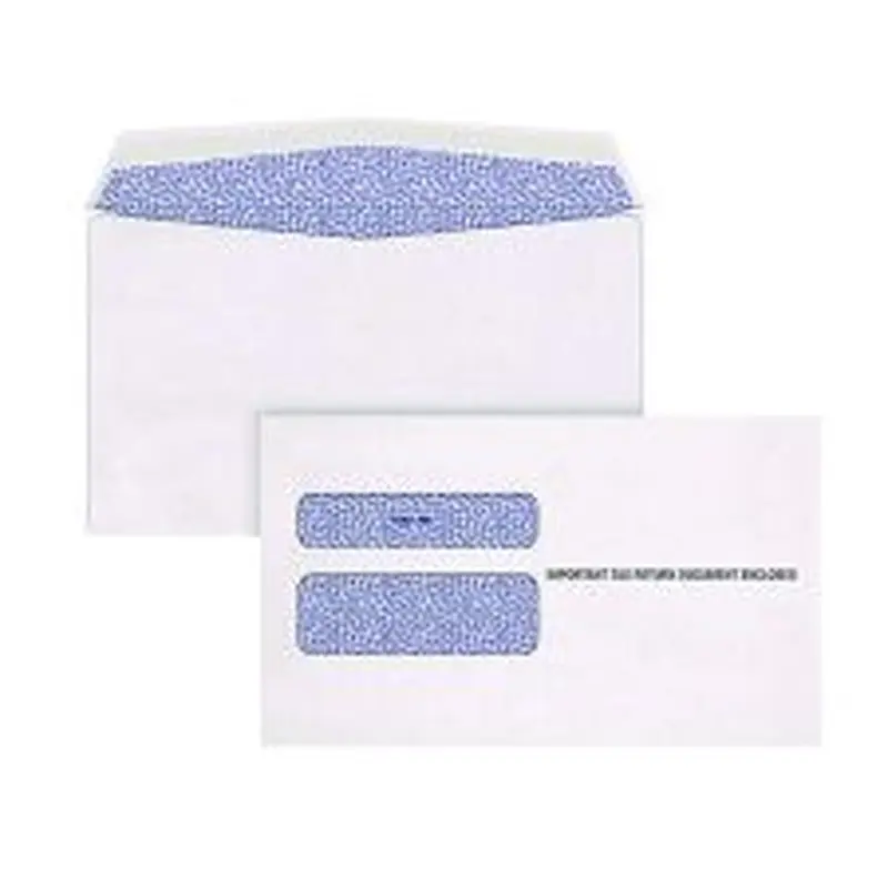 Adams 2-Up W-2 Gummed Seal Double-Window Security Tint Envelopes, Commercial Flap, 9.5 x 5.63, White, 24/Pack
