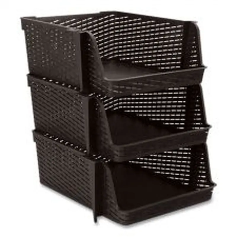 Advantus Nest and Stack Open Lid Storage Bin, 13.5" x 15" x 8.5", Black, 3/Pack