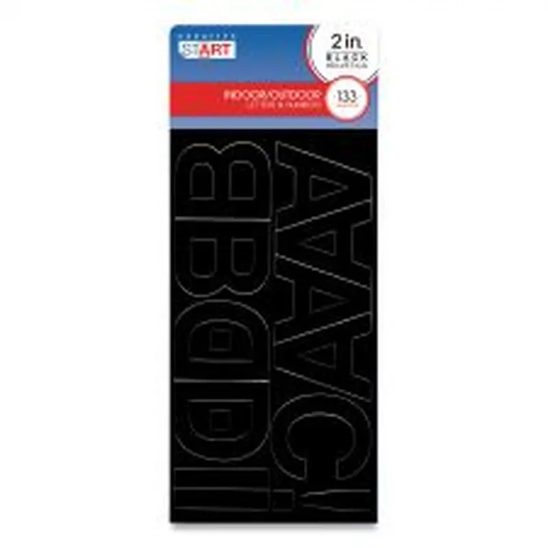 COSCO Peel-and-Stick Indoor/Outdoor Letters, Numbers and Symbols, 2" Tall, Black Characters, 133 Pieces