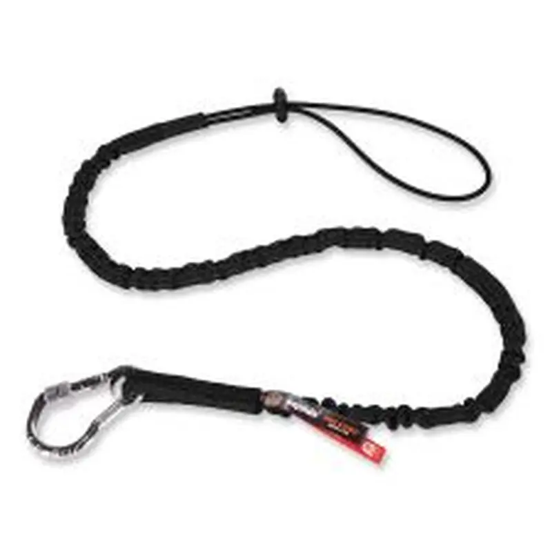 ergodyne Squids 3100 Lanyard with Aluminum Carabiner   Cinch-Loop, 10 lb Max Working Capacity, 42" to 54" Long, Black