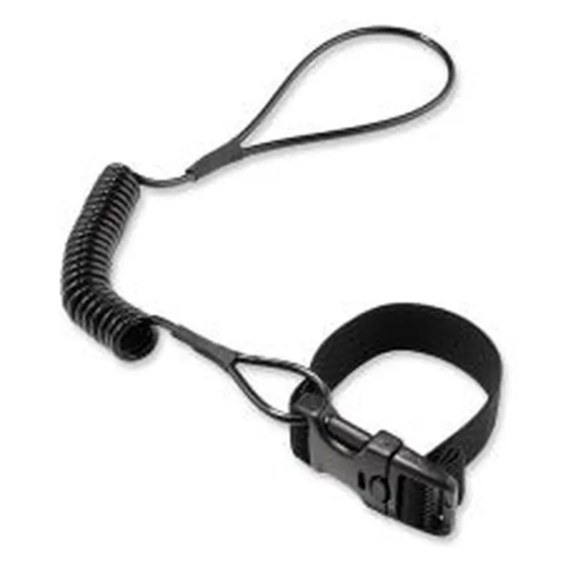 ergodyne Squids 3157 Coiled Lanyard with Buckle, 2 lb Max Working Capacity, 12" to 48" Long, Black