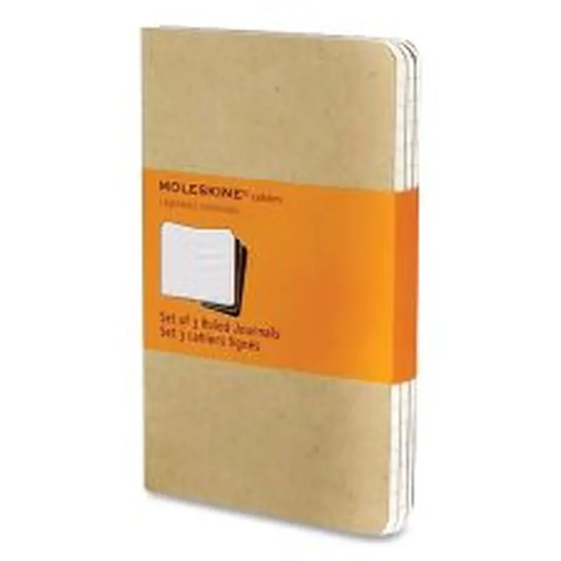 Moleskine Cahier Journal, 1-Subject, Narrow Rule, Brown Kraft Cover, (32) 5.5 x 3.5 Sheets, 3/Pack