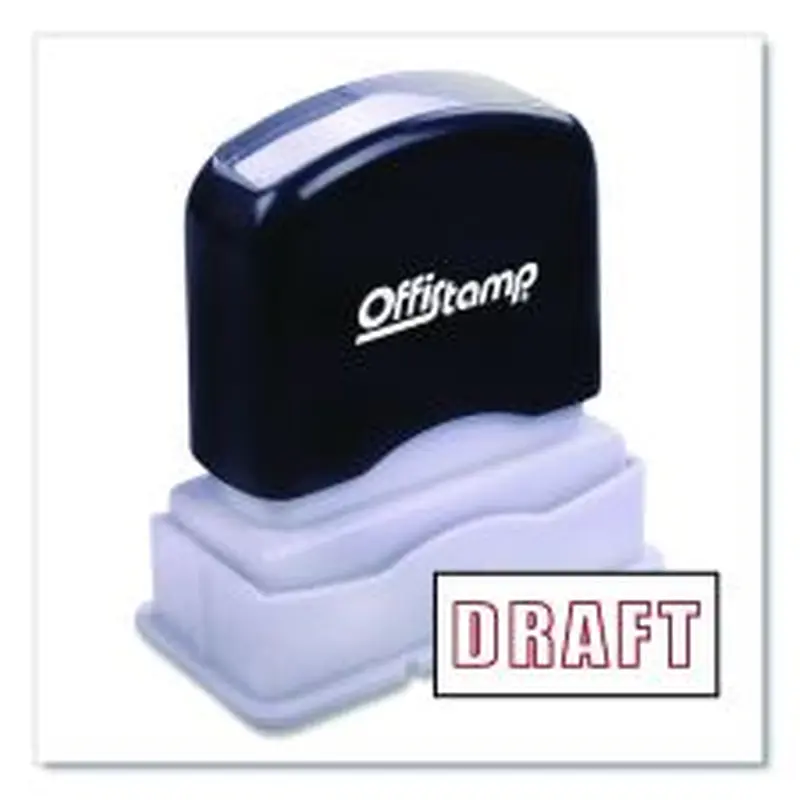 Offistamp Pre-Inked Message Stamp, DRAFT, 1.63" x 0.38", Red Ink