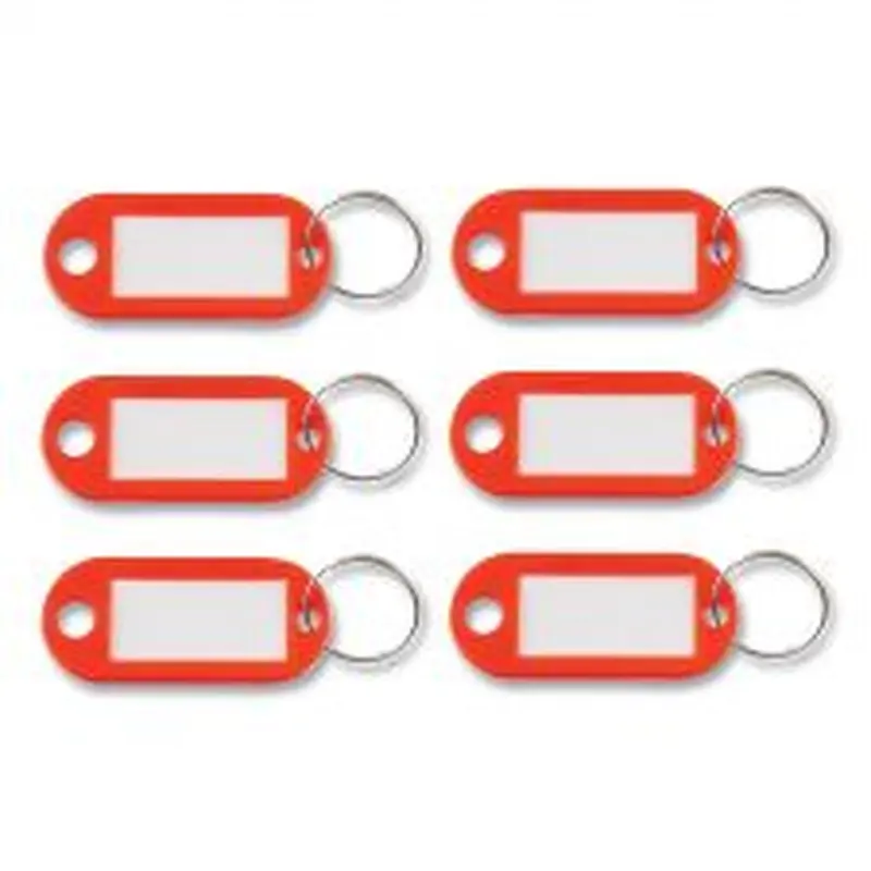 Advantus Key Tags Label Window, 0.88 x 0.19 x 2, Red, 6/Pack