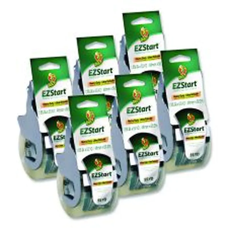 Duck EZ Start Premium Packaging Tape with Dispenser, 3" Core, 1.88" x 22.2 yds, Clear, 6/Pack