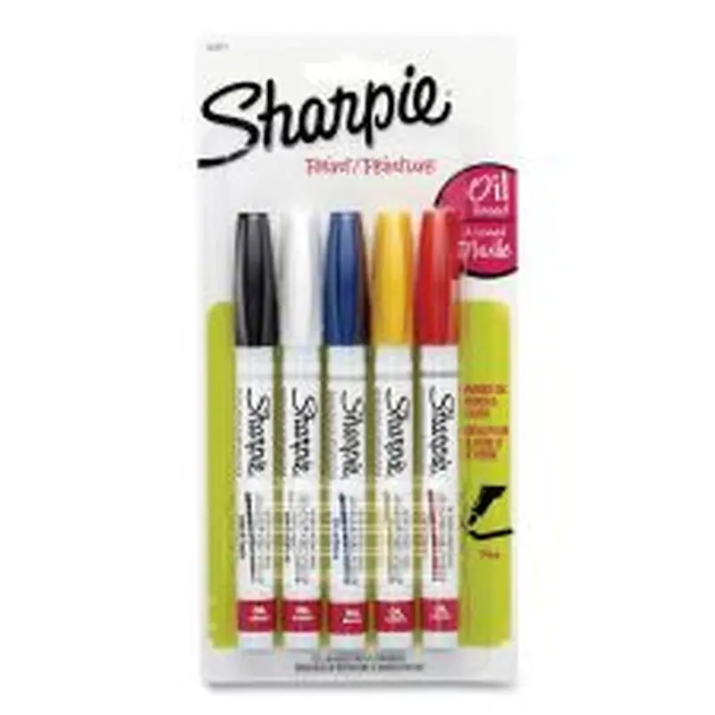 Sharpie Permanent Paint Marker, Fine Bullet Tip, Assorted Colors, 5/Pack