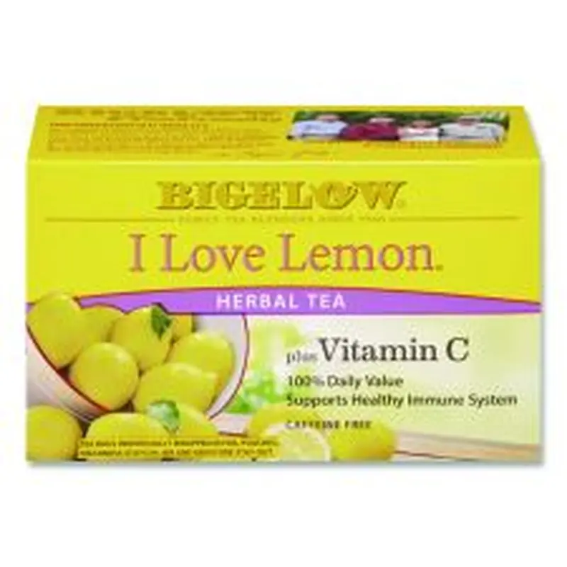 Bigelow I Love Lemon Herbal Tea, 0.06 oz Tea Bag, 28/Box
