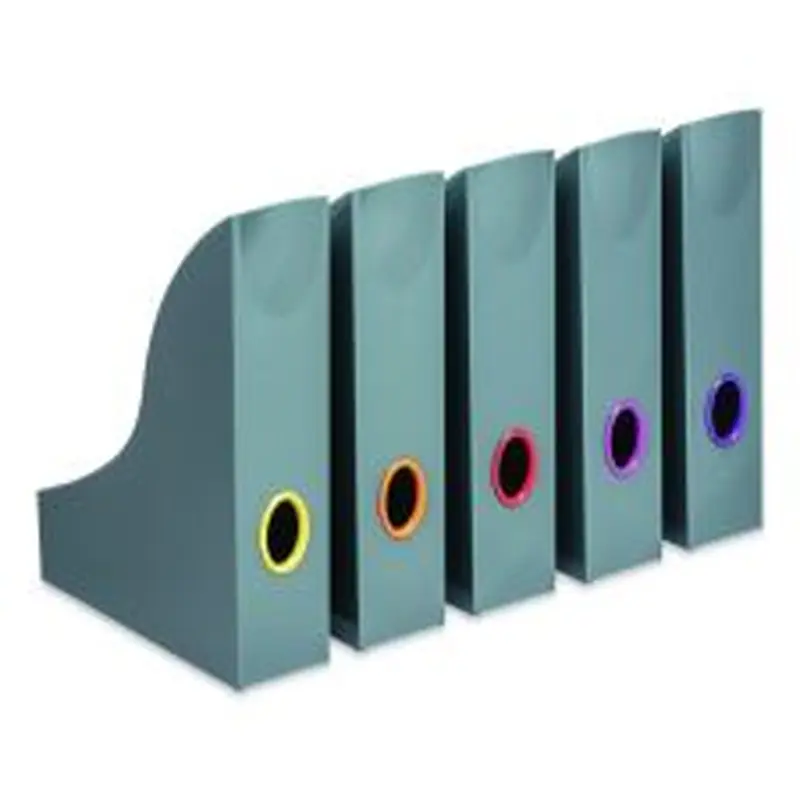 Durable VARICOLOR Plastic Magazine Racks, 2.88w x 9.5d x 12h, Gray/Multicolor, 5/Pack