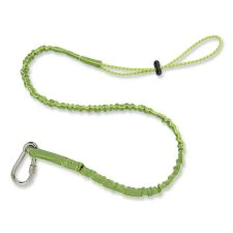 ergodyne Squids 3101 Lanyard with Stainless Steel Carabiner   Cinch-Loop, 15 lb Max Working Capacity, 42" to 54" Long, Lime
