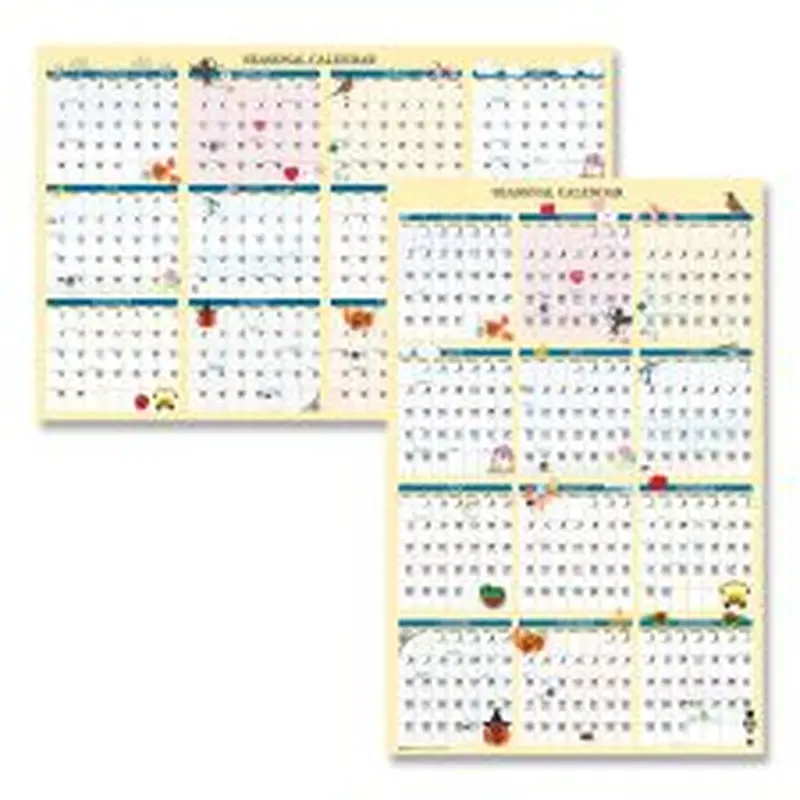 House of Doolittle Recycled Seasonal Laminated Wall Calendar, Illustrated Seasons Artwork, 24 x 37, 12-Month (Jan to Dec): 2026