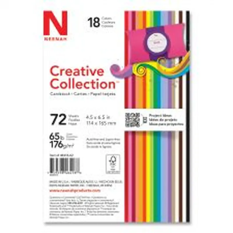 Neenah Paper Creative Collection Premium Cardstock, 65 lb Cover Weight, 4.5 x 6.5, Assorted Starter Pack, 72/Pack