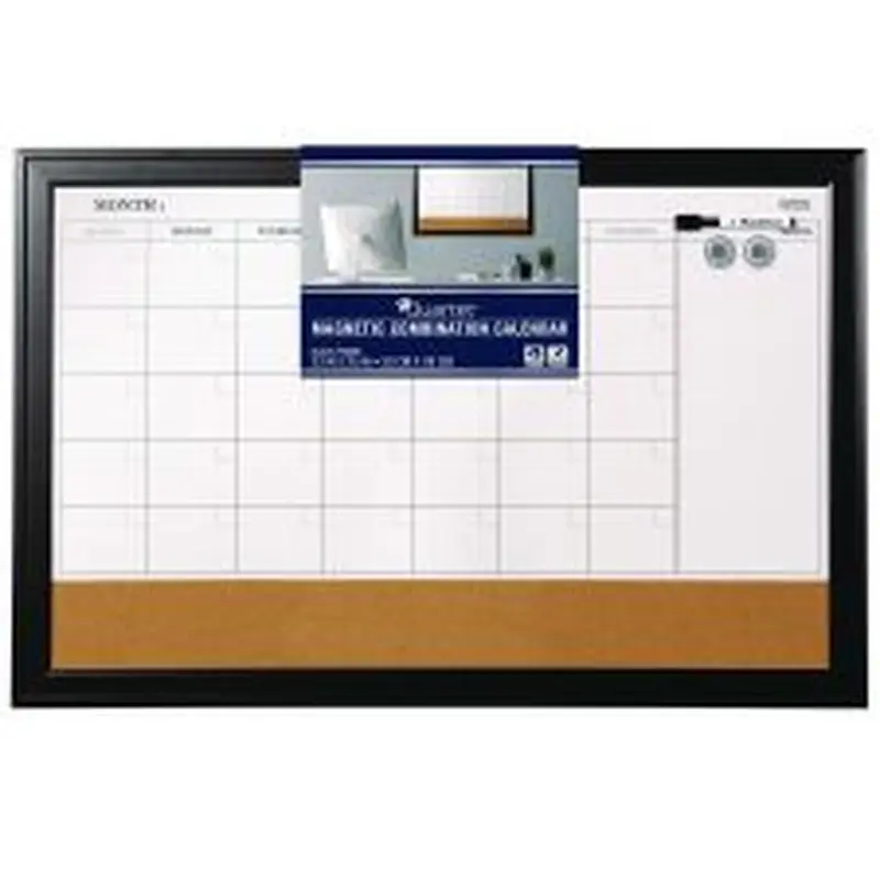 Quartet Magnetic Combination Board Calendar, Monthly Planning/Scheduling, 35" x 23", Tan/White Surface, Black Wood Frame