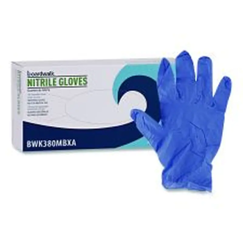 Boardwalk 380 Series Disposable General-Purpose Nitrile Gloves, Powder-Free, Medium, 4 mil Thick, 9.5" Long, Blue, 100/Box, 10 Boxes/CT