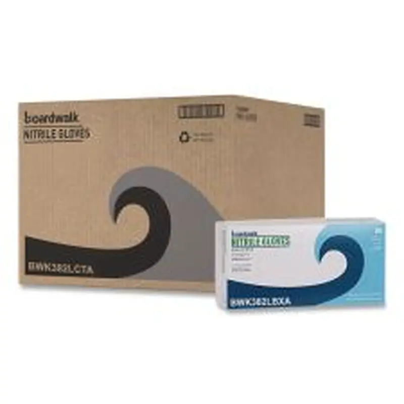 Boardwalk Disposable Examination Nitrile Gloves, Powder-Free, Large, 5 mil Thick, 9.5" Long, Blue, 100/Box, 10 Boxes/Carton