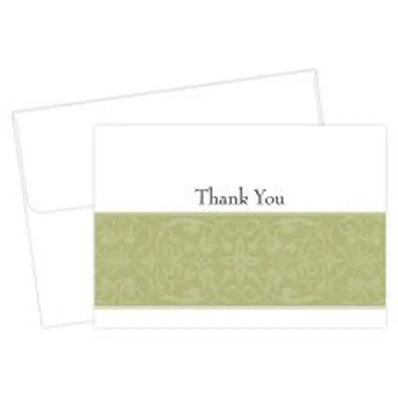 Great Papers! Note Card and White Envelopes, Thank You, Sage Swirl, 4.875" x 3.375"(folded), 50 count