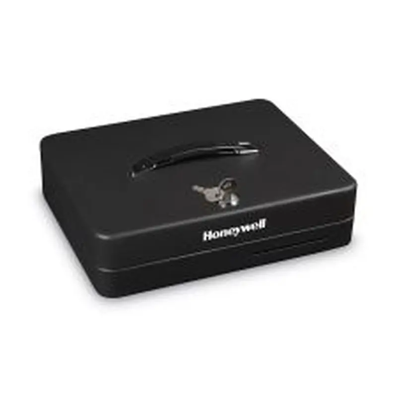 Honeywell Deluxe Cash Security Box, 11.8 x 9.4 x 3.7, Steel, Black