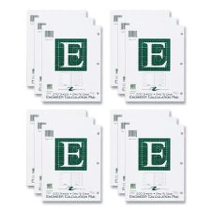 Roaring Spring Engineer Pad, (1.25" Margin), Quad Rule (5 sq/in, 1 sq/in), 200 Light Green 8.5 x 11 Sheets/Pad, 12/Carton