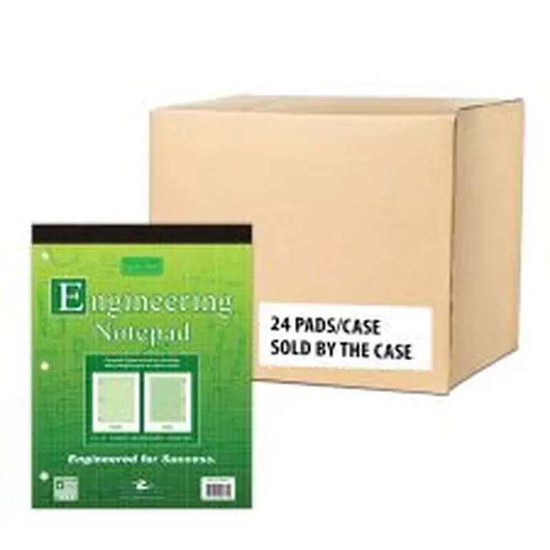 Covered Engineering Pad 8.5"x11" 80 Sheets 20# Paper Green, Case of 24