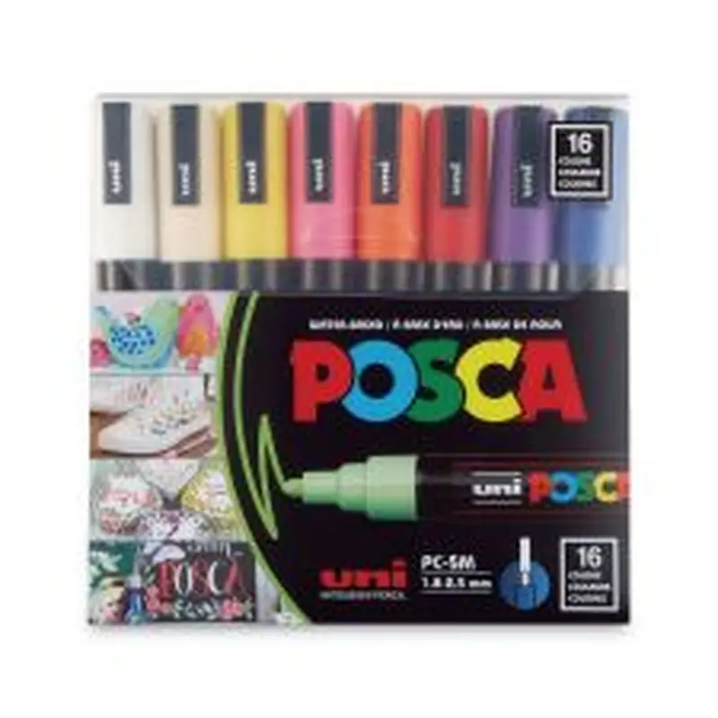 POSCA Water-Based Paint Markers, Medium Bullet Tip, Assorted Colors, 16/Pack