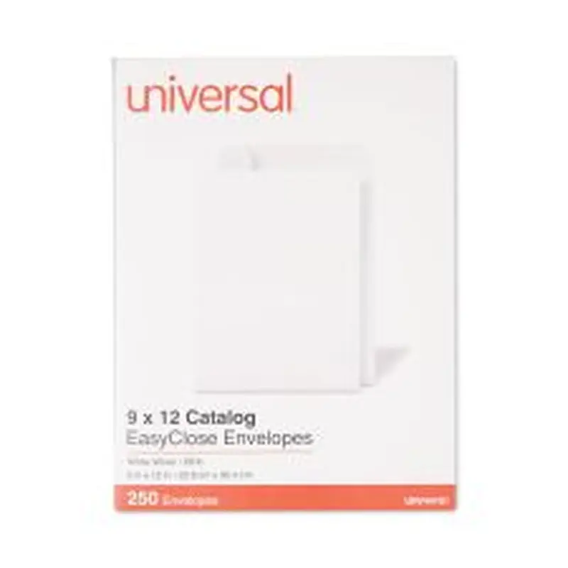 Universal EasyClose Catalog Envelope, #10 1/2, Square Flap, Self-Adhesive Closure, 9 x 12, White, 250/Box