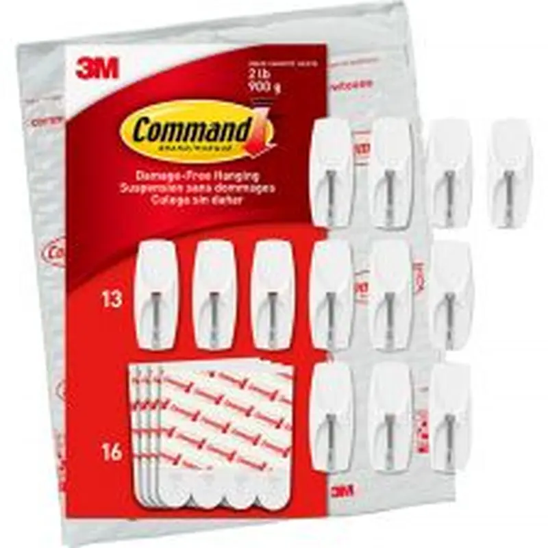 Command Medium Wire Hooks, 13 Hooks, 16 White Adhesive Strips, Damage Free Hanging Picture Hangers, No Tools Wall Hanging Strips For Living Spaces