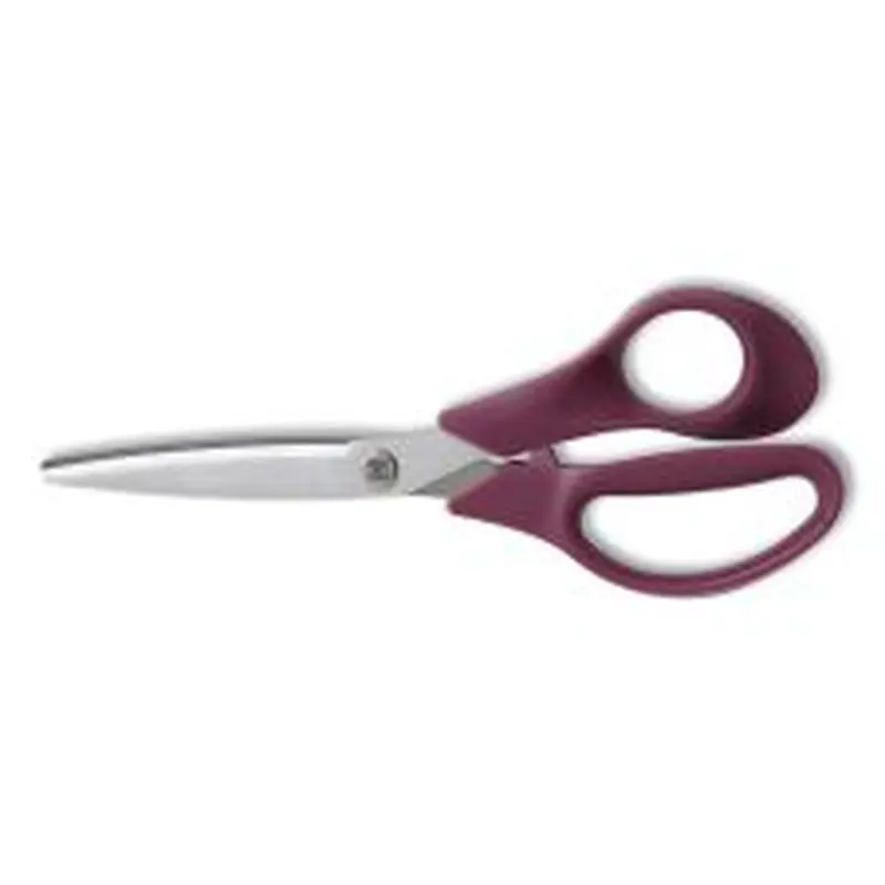 TRU RED Stainless Steel Scissors, 8" Long, 3.58" Cut Length, Straight Purple Handle