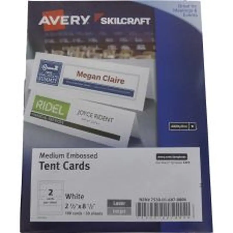 SKILCRAFT Laser, Inkjet Tent Card - White
