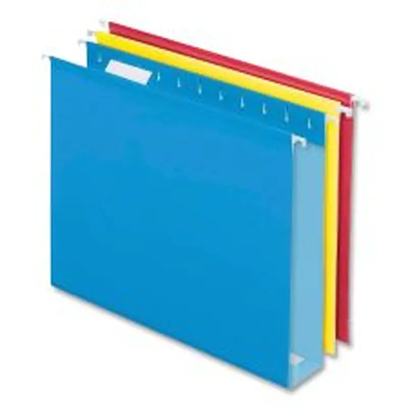 Pendaflex Colored Reinforced Hanging Folders, Letter Size, 1/5-Cut Tabs, Assorted Colors, 12/Box