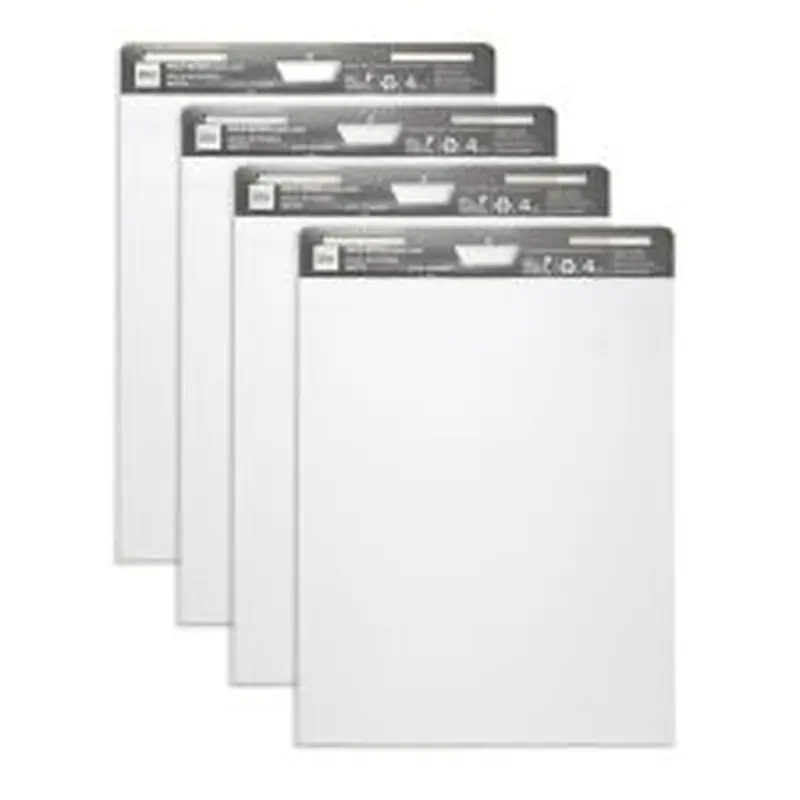 Self-Stick Easel Pads, 25" x 30", 30 Sheets, 80% Recycled, White, Pack Of 4 Pads