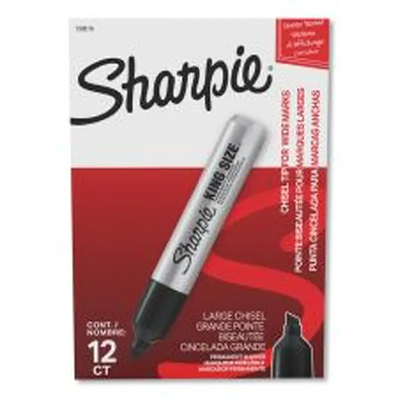 Sharpie King Size Permanent Marker, Broad Chisel Tip, Black, Dozen