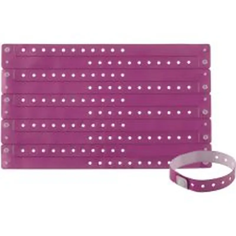 Advantus Colored Vinyl Wristbands, Adjustable, 0"H x 0.6"W x 9.8"L, Purple, Vinyl, 100 / Pack