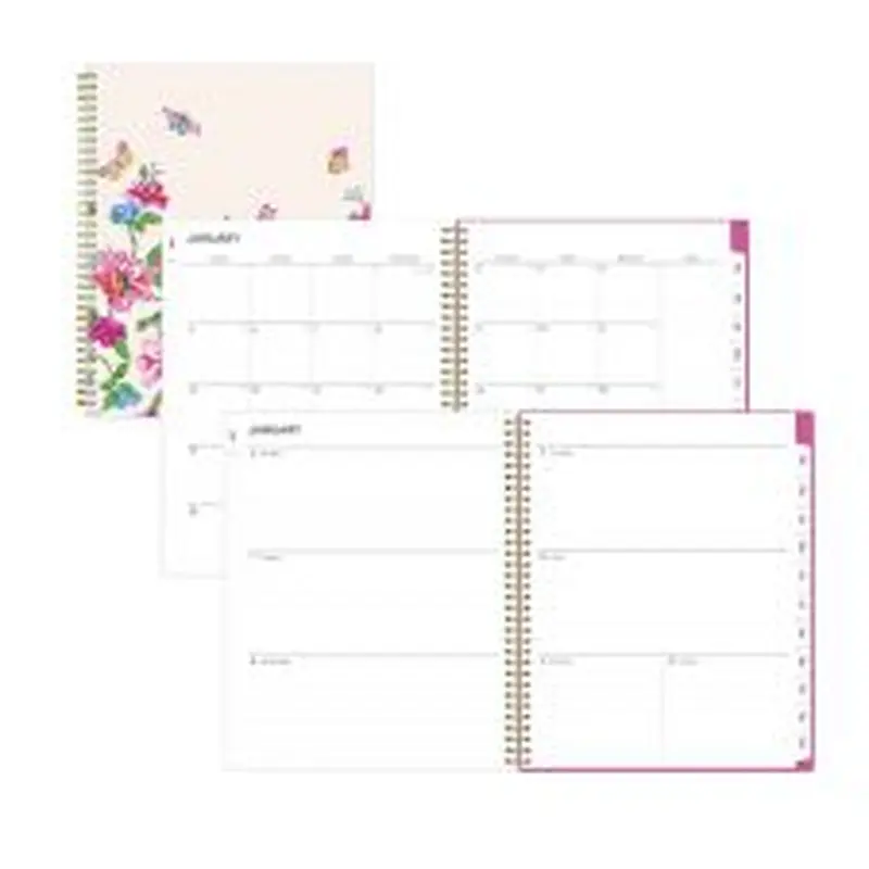 Blue Sky Fly By Frosted Weekly/Monthly Planner, Butterflies Artwork, 11 x 8.5, Blush/Pink Cover, 12-Month (Jan to Dec): 2026