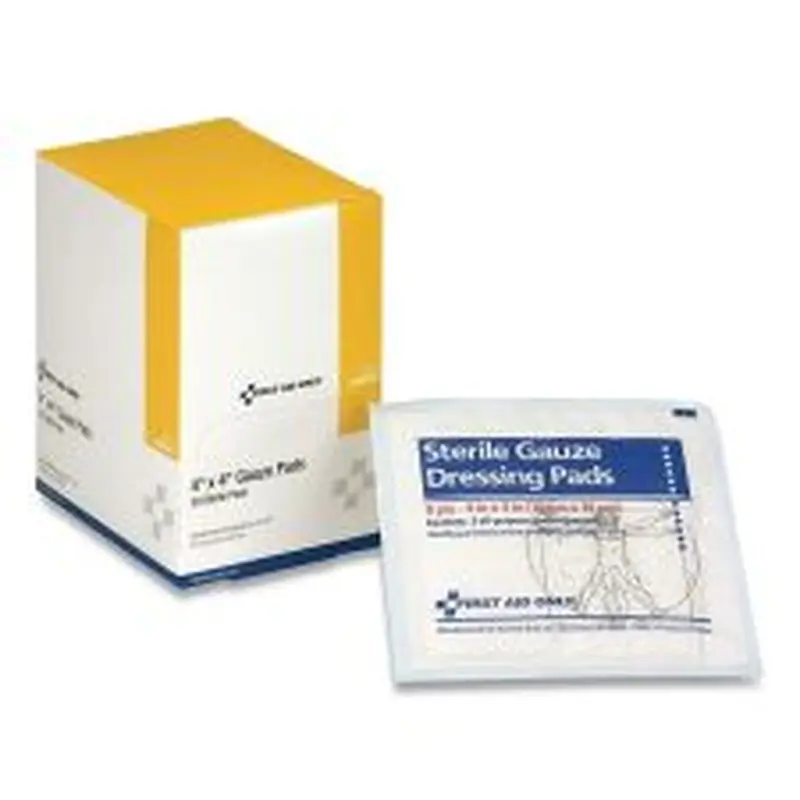 First Aid Only Sterile Gauze Pads, 4 x 4, 50/Box