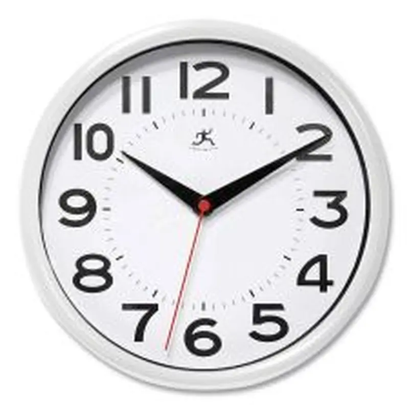 Infinity Instruments Metro Wall Clock, 9" Diameter, White Case, 1 AA (sold separately)