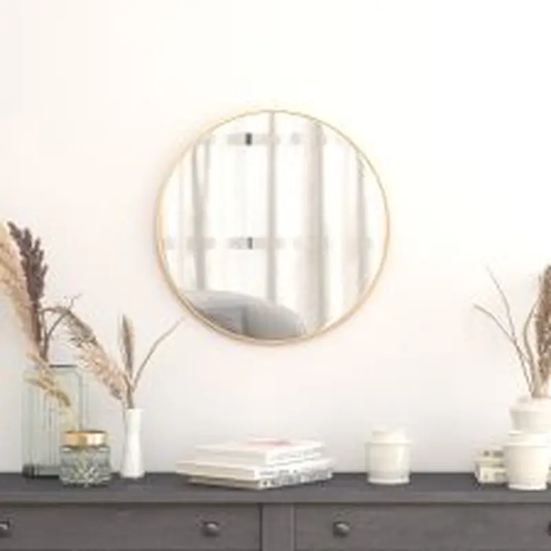 Julianne 24" Round Gold Metal Framed Wall Mirror - Large Accent Mirror for Bathroom, Vanity, Entryway, Dining Room, & Living Room