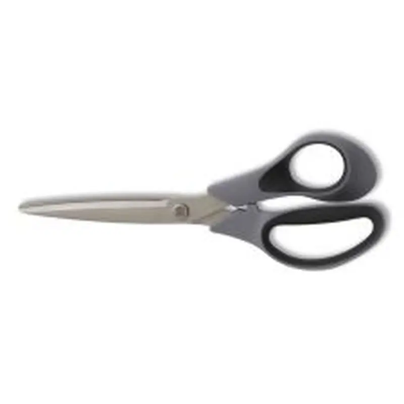 TRU RED Non-Stick Titanium-Coated Scissors, 8" Long, 3.86" Cut Length, Straight Gray/Black Handle, Gun-Metal Gray Blades