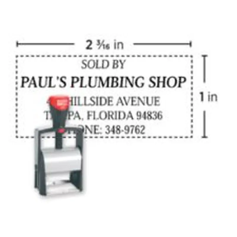 Custom 2000 Plus PrintPro 2400 Rectangle Heavy Duty Self-Inking Stamp, 1" x 2-3/16" Impression