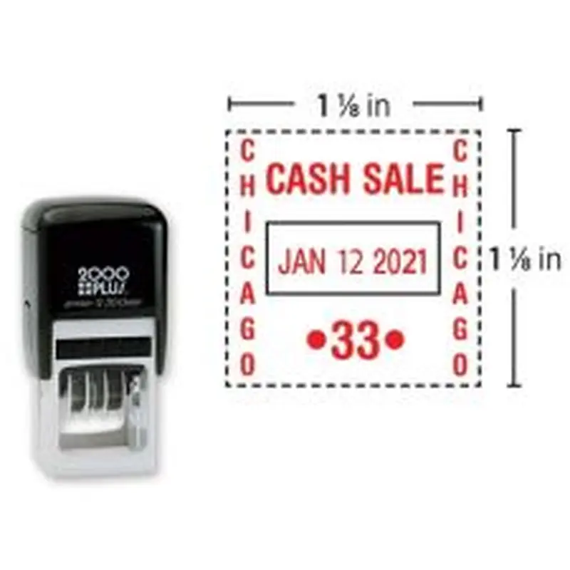 Custom 2000 Plus PrintPro Q30D Light Duty 1-Color Self-Inking Date Stamp, 1-1/8" x 1-1/8" Square Impression