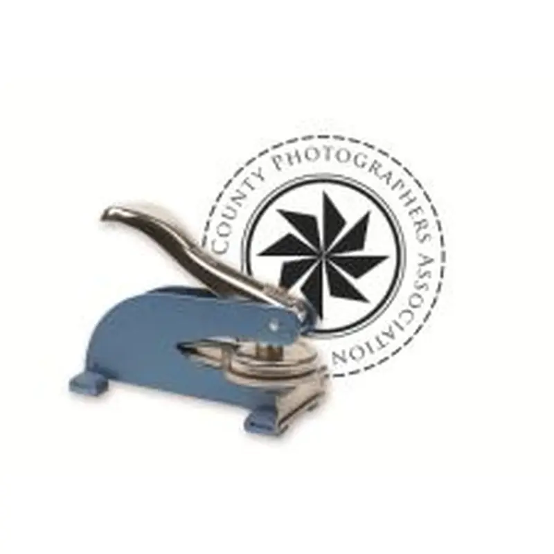 Custom Logo/Art And Text Desk Embosser Seal, Round, 1-5/8" Diameter Impression