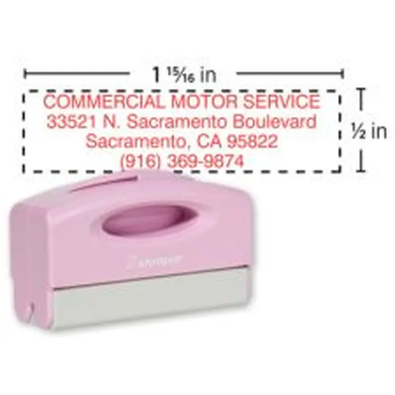 Custom ECO-GREEN Xstamper N40PK Pre-inked Pink Pocket Rectangle Stamp 78% Recycled Plastic, 1/2" x 1- 15/16" Impression