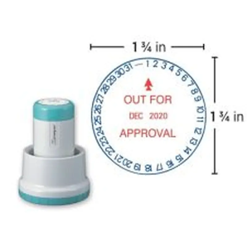 Custom ECO-GREEN Xstamper Pre-Inked XpeDater 1 Or 2 Color, Round Rotary Date Stamp,  N77, 90% Recycled Plastic, 1-3/4" Diameter Impression