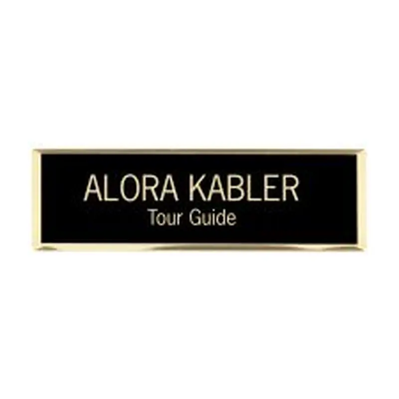 Engraved Metal Name Badge, 15/16" x 2 15/16", Black/Gold (1/PK)